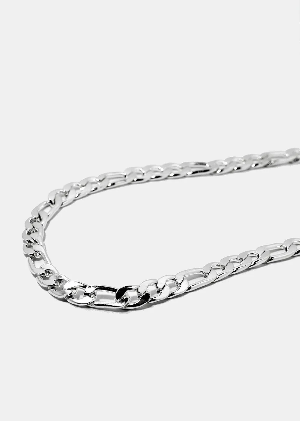 Figaro Style Silver Metal Necklace