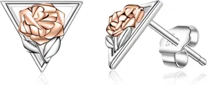 Flower Stud Earrings 925 Sterling Silver Flower Stud Earrings Irish Pink Rose Gold Stud Earrings Mother's Day Jewelry for Women