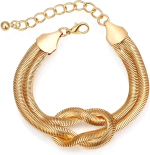 Flyonce Love Knot Snake Bracelet Friendship Infinity Adjustable Gold Link Chain Bracelets Jewelry Gifts for Women Teen