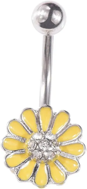 FRCOLOR 1 PC Daisy Belly Ring Creative Navel Piercing for Women Unique Flower Design Navel Jewelry Fashion Accessory for Ladies