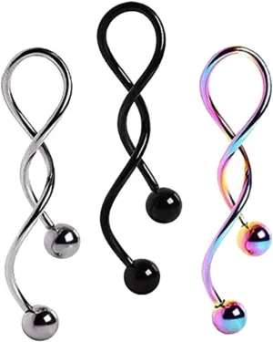 FRCOLOR 3Pcs Spiral Design Navel Ring Creative Earring Belly Button Jewelry Durable Stainless Steel Skin Friendly Easy to Clean for Beach Wear