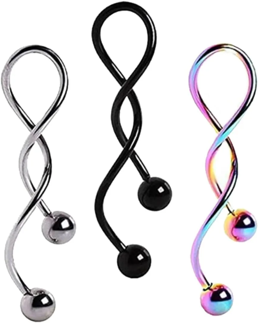 FRCOLOR 3Pcs Spiral Design Navel Ring Creative Earring Belly Button Jewelry Durable Stainless Steel Skin Friendly Easy to Clean for Beach Wear