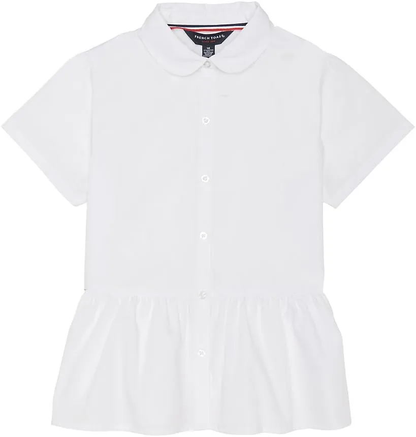 French Toast Girls' Short Sleeve Peplum Blouse