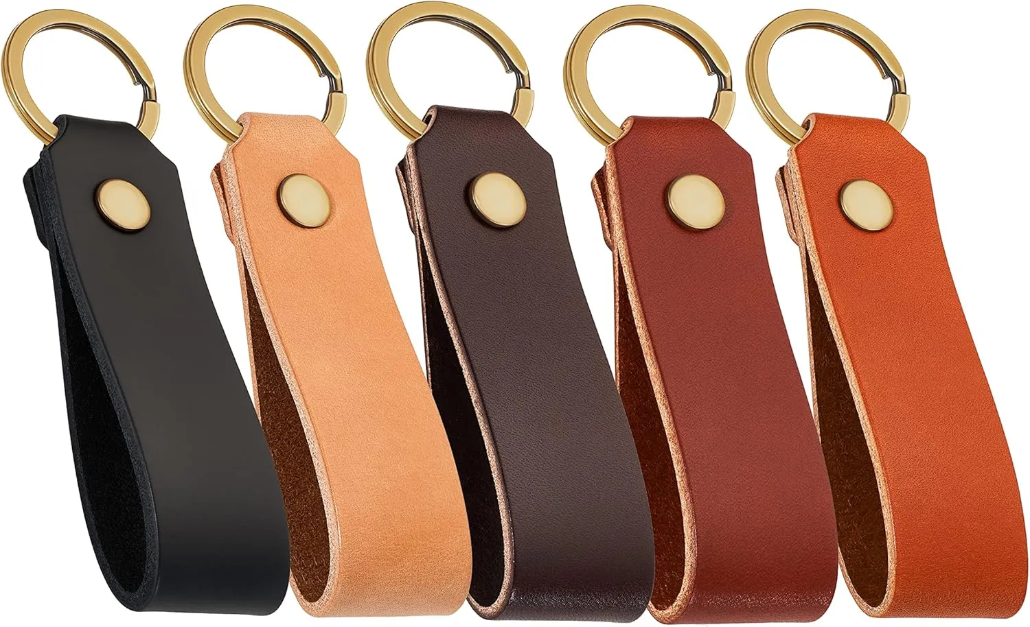 Full Grain Leather Keychain Organizer with Ring Holder & Strap for Men & Women - Handmade In USA