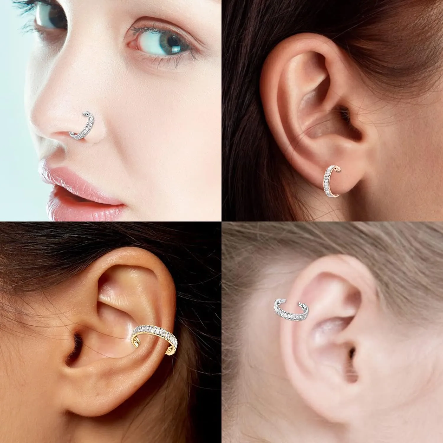 FUNLMO 316L Surgical Steel Hinged Segment Ring Conch Helix Septum Piercing Jewelry Nose Ring Hoop Huggie Earrings Small Hoop Earring