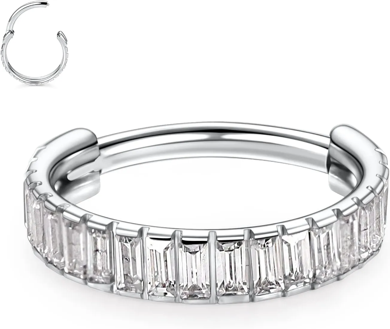 FUNLMO 316L Surgical Steel Hinged Segment Ring Conch Helix Septum Piercing Jewelry Nose Ring Hoop Huggie Earrings Small Hoop Earring