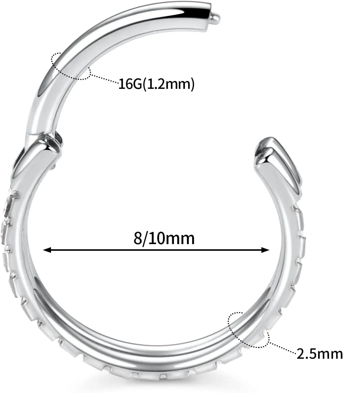 FUNLMO 316L Surgical Steel Hinged Segment Ring Conch Helix Septum Piercing Jewelry Nose Ring Hoop Huggie Earrings Small Hoop Earring