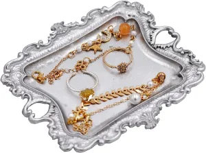 Funly mee Antique Trinket Dish Vintage Jewelry Tray, Ring Holder (Sliver, S)