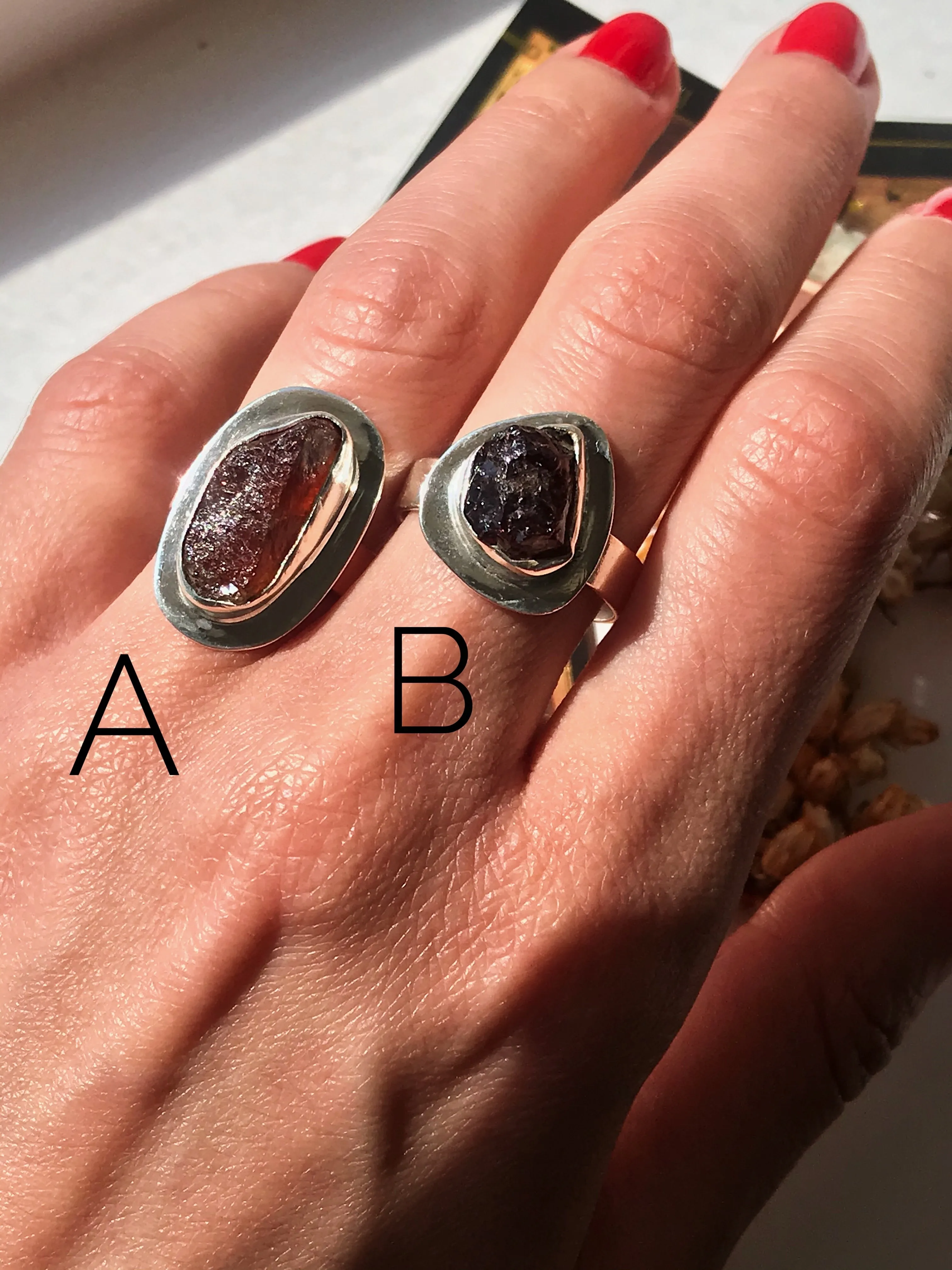Garnet Ari Raw Ring (US 7 & 10)
