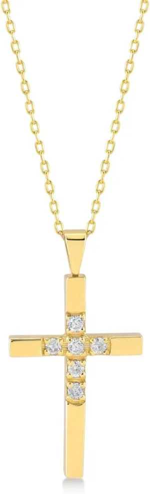 Gelin 0.03 c.t t.w Diamond Cross Pendant Necklace in 14K Solid Gold, 18"