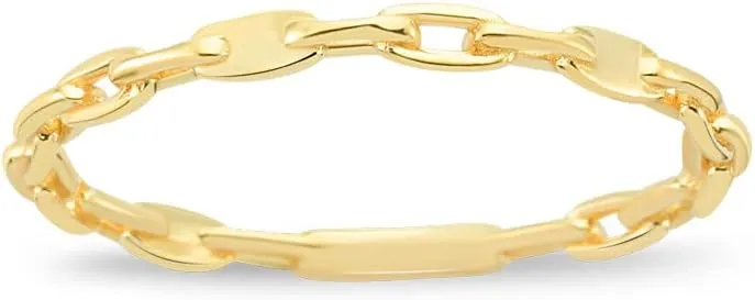 Gelin 14K Solid Gold Chain Ring for Women | 14k Gold Stackable Rings