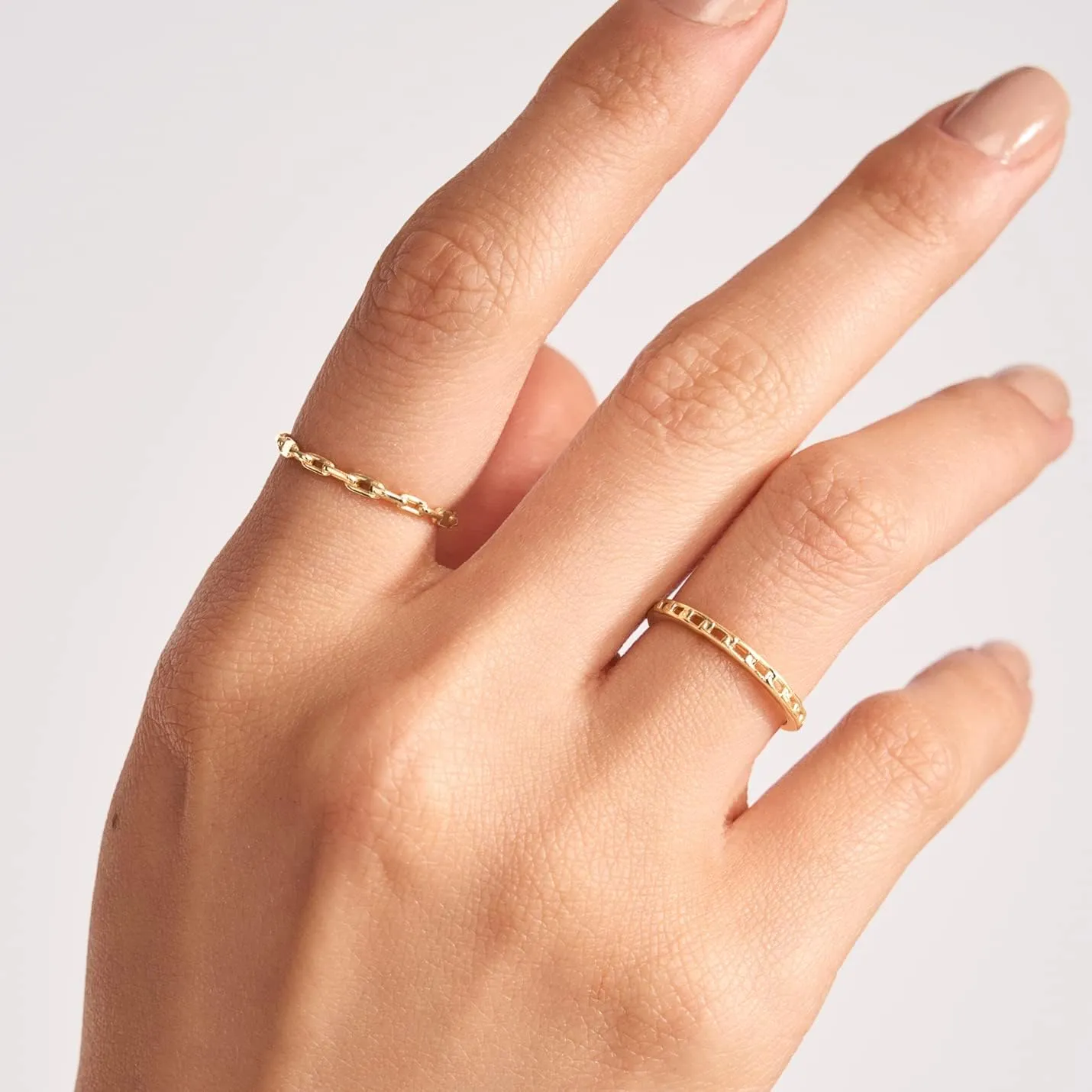 Gelin 14K Solid Gold Chain Ring for Women | 14k Gold Stackable Rings