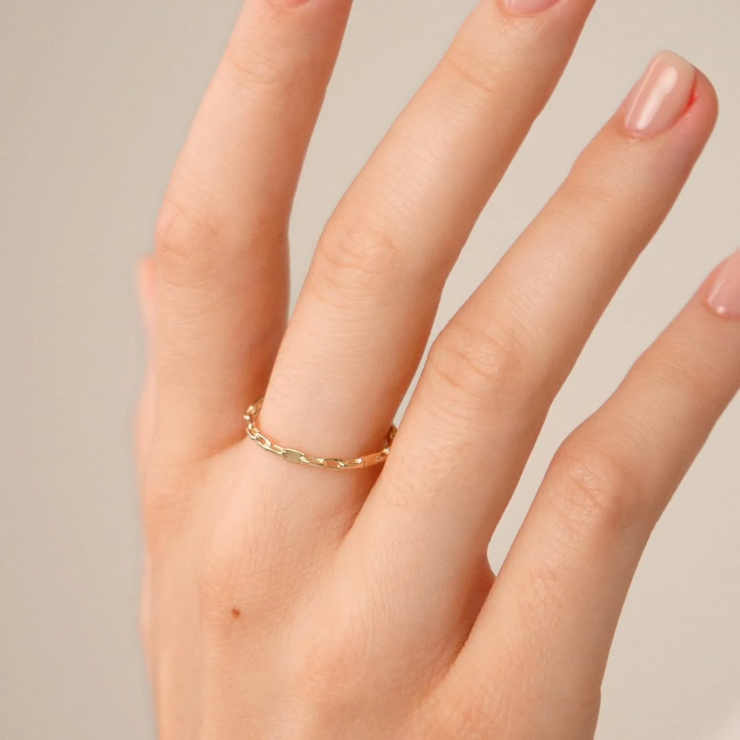 Gelin 14K Solid Gold Chain Ring for Women | 14k Gold Stackable Rings