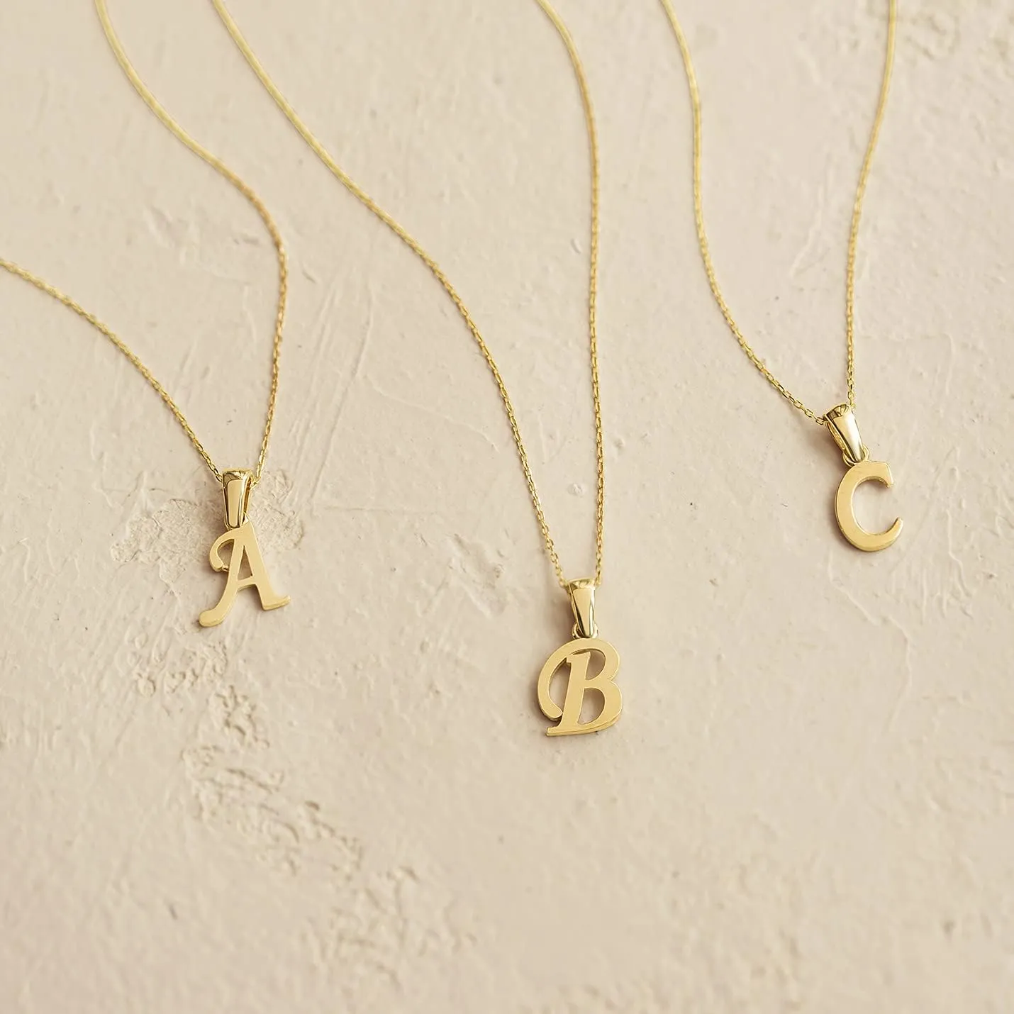 Gelin 14K Solid Gold Custom Script Initial Necklace | 14 Gold Letter Pendant Necklace for Women, A-Z, All Letters, 18"