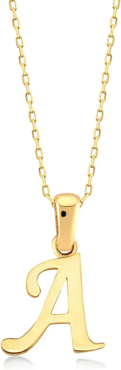 Gelin 14K Solid Gold Custom Script Initial Necklace | 14 Gold Letter Pendant Necklace for Women, A-Z, All Letters, 18"