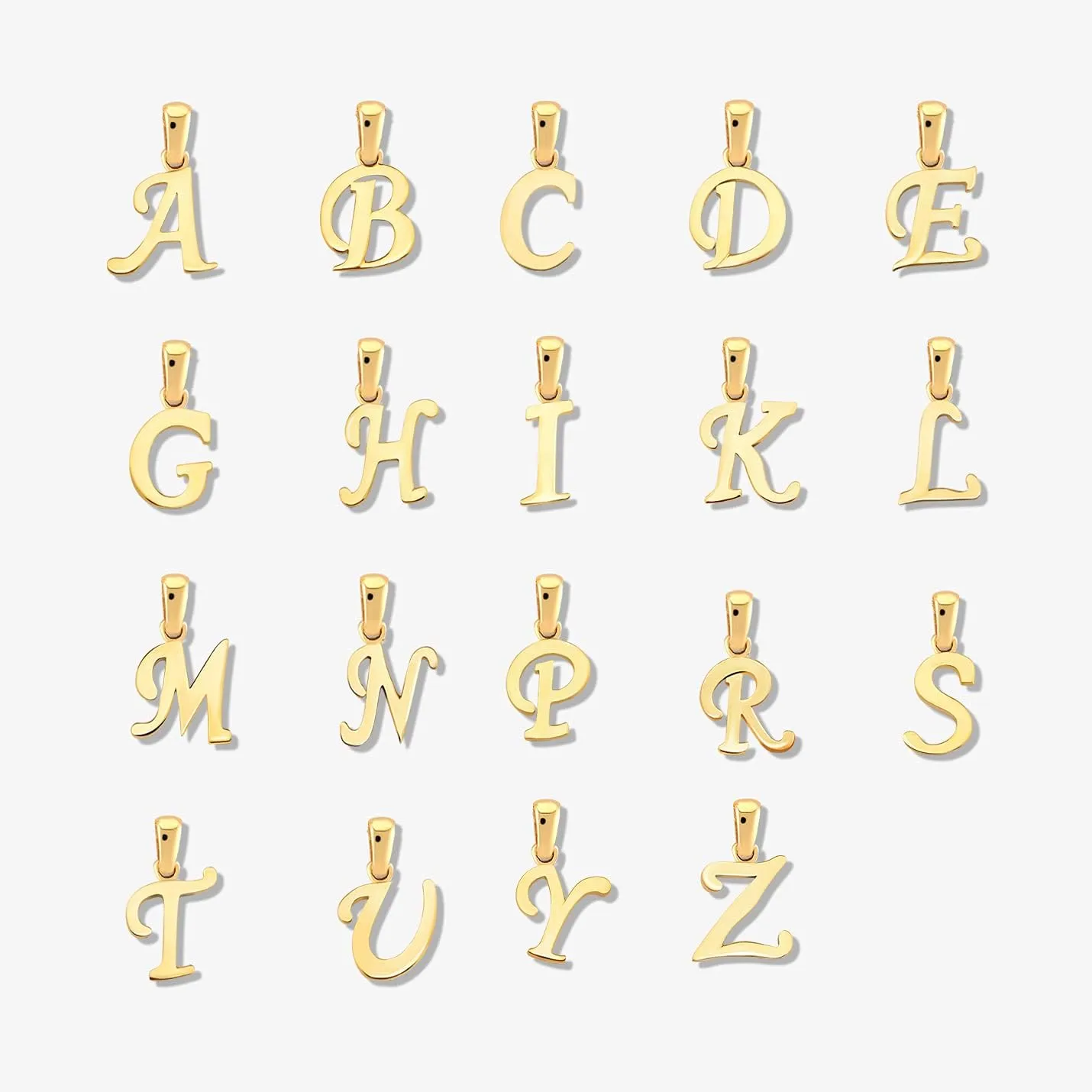 Gelin 14K Solid Gold Custom Script Initial Necklace | 14 Gold Letter Pendant Necklace for Women, A-Z, All Letters, 18"