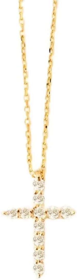 Gelin Diamond Cross Necklace in 14K Solid Gold | 14k Gold Cross Necklace for Women, 18"