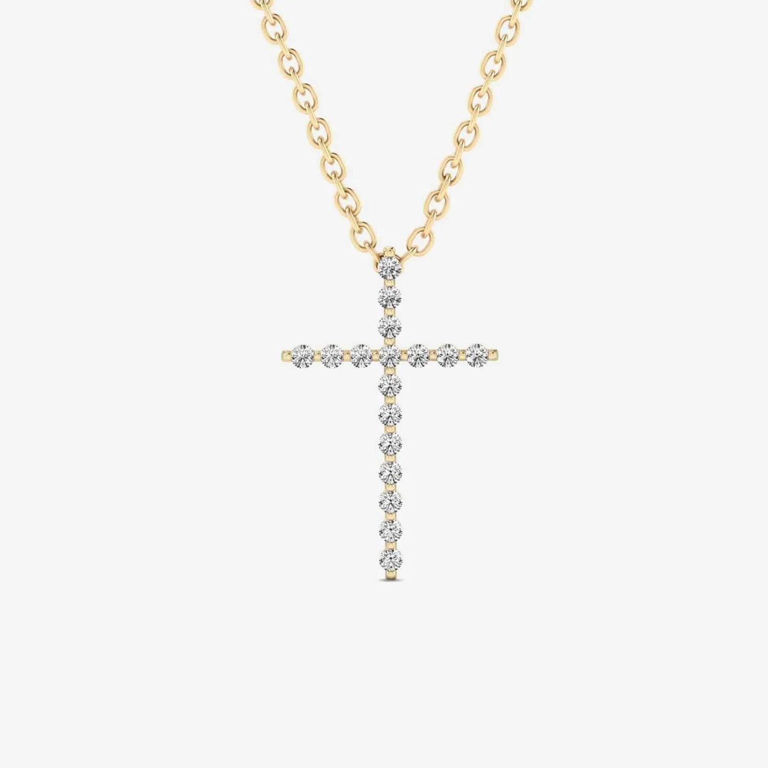 Gelin Pave Thin Cross Necklace in 14K Solid Gold