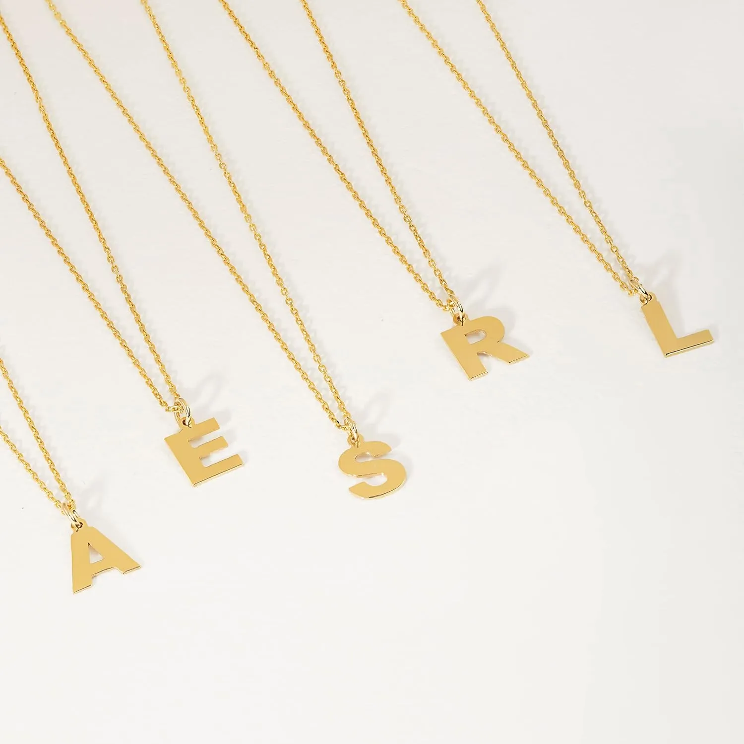 Gelin Script Initial Necklace in 14K Solid Gold | 14k Gold Letter Necklace, A -Z, All Letters, 18"