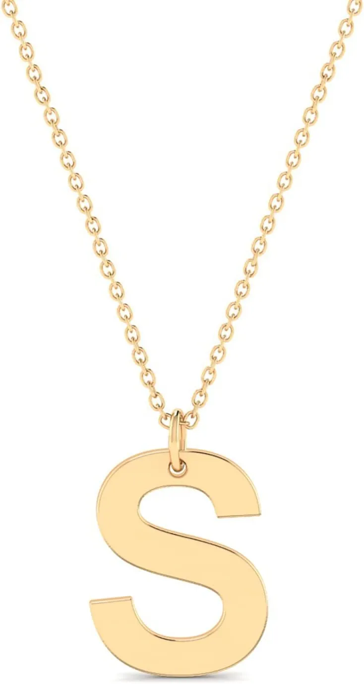 Gelin Script Initial Necklace in 14K Solid Gold | 14k Gold Letter Necklace, A -Z, All Letters, 18"