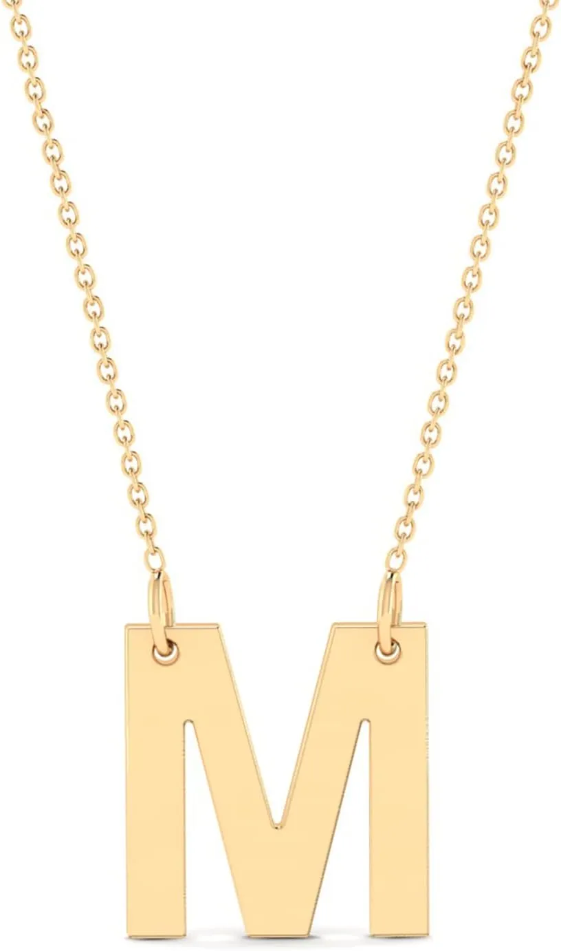 Gelin Script Initial Necklace in 14K Solid Gold | 14k Gold Letter Necklace, A -Z, All Letters, 18"