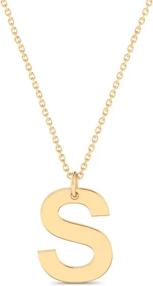 Gelin Script Initial Necklace in 14K Solid Gold | 14k Gold Letter Necklace, A -Z, All Letters, 18"