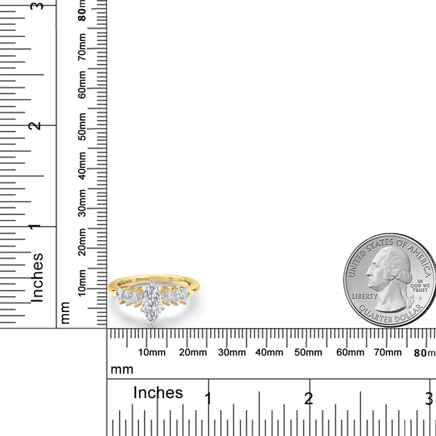 Gem Stone King 1 to 2 Carat 14K Two Tone Gold IGI Certified Marquise Cut White Lab Grown Diamond Engagement Ring For Women | F-G Color | VS1 Clarity | Available in Size 5, 6, 7, 8, 9