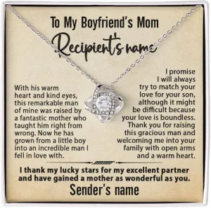 Gift for Boyfriend's Mom - To My Boyfriends Mom Necklace Personalized, Mother's Day Birthday Ideas, Message Card Pendant Jewelry Present For BFs Mother