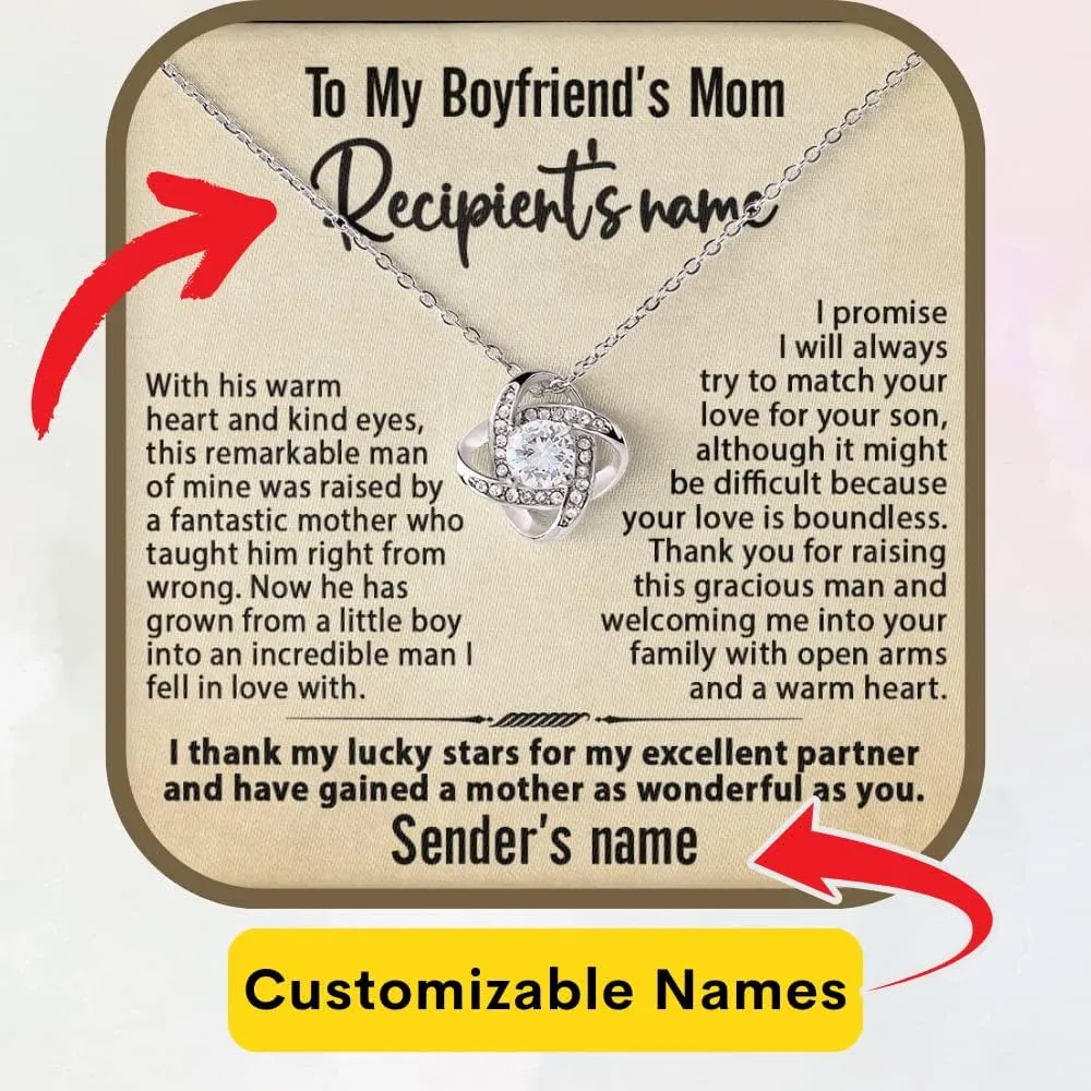 Gift for Boyfriend's Mom - To My Boyfriends Mom Necklace Personalized, Mother's Day Birthday Ideas, Message Card Pendant Jewelry Present For BFs Mother