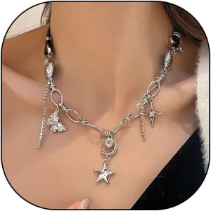 GIGB PBDK Boho Moon Star Butterfly Pendant Necklace for Women Lover,Dainty Crystal Heart Choker Adjustable Chain Necklace Beach Holiday Jewelry Gift