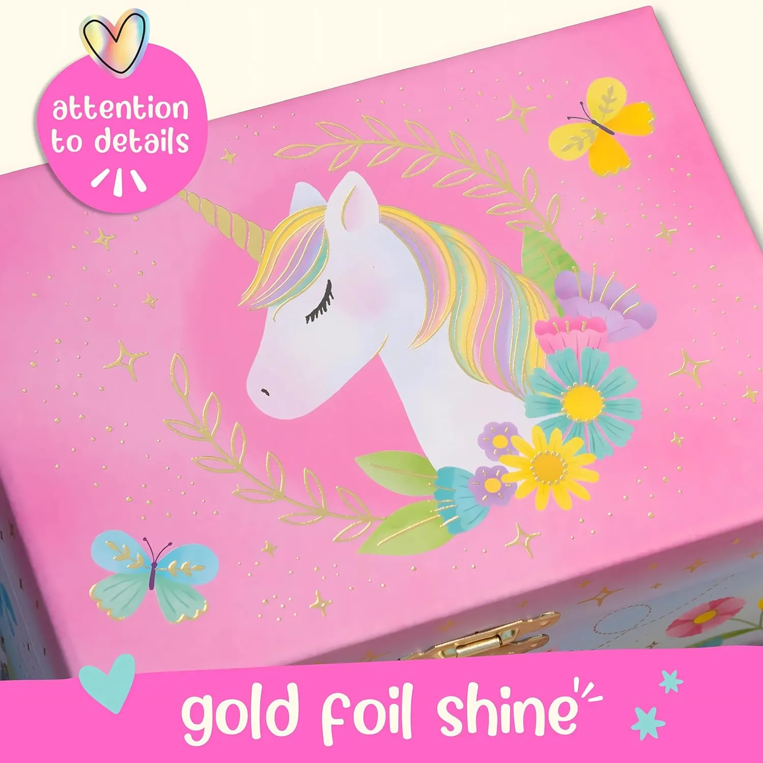 Giggle & Honey Musical Jewelry Box for Girls - Kids Jewelry Box, Unicorn Toys for Girls 4-6, Easter Gifts for Kids, 6 x 4.7 x 3.5 in