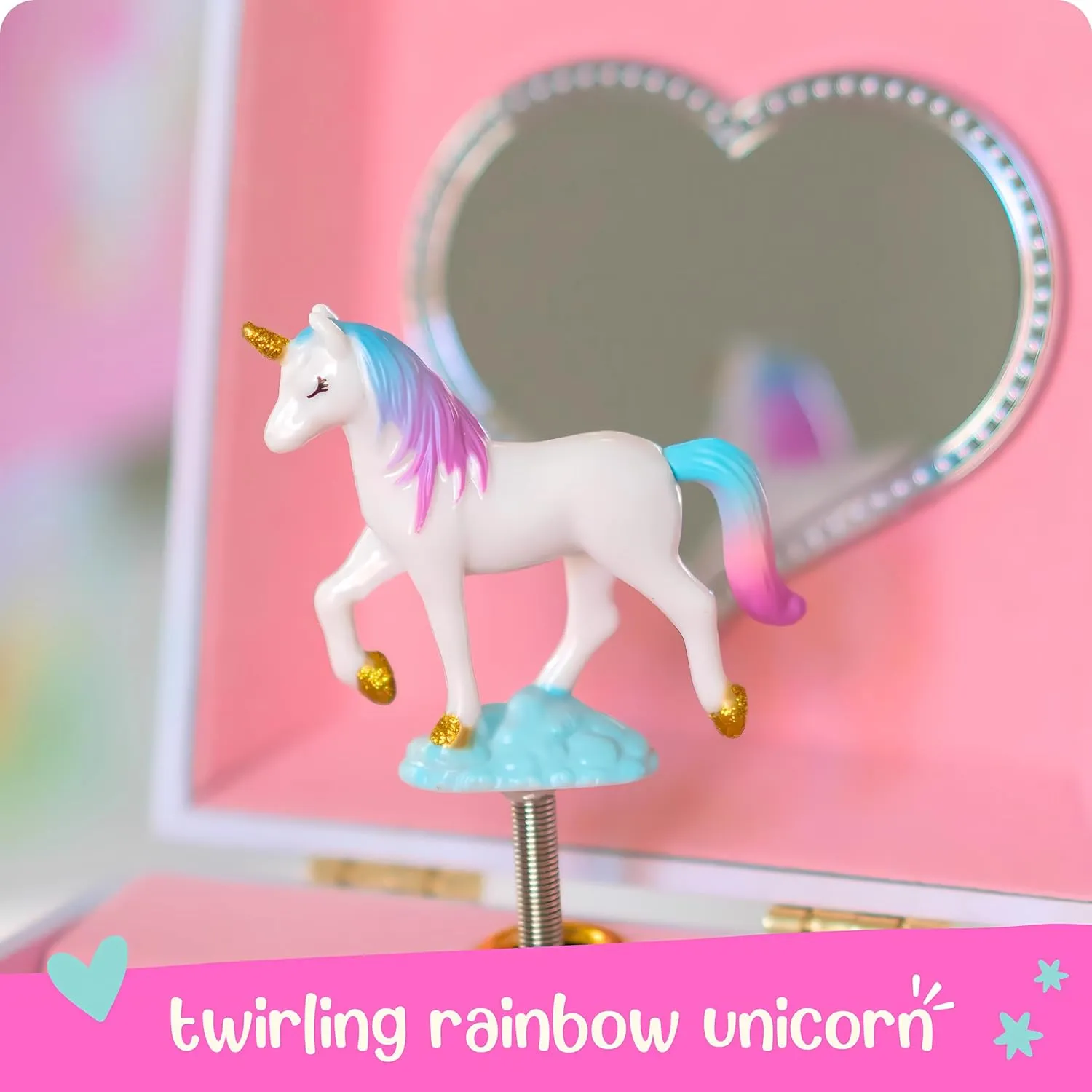Giggle & Honey Musical Jewelry Box for Girls - Kids Jewelry Box, Unicorn Toys for Girls 4-6, Easter Gifts for Kids, 6 x 4.7 x 3.5 in