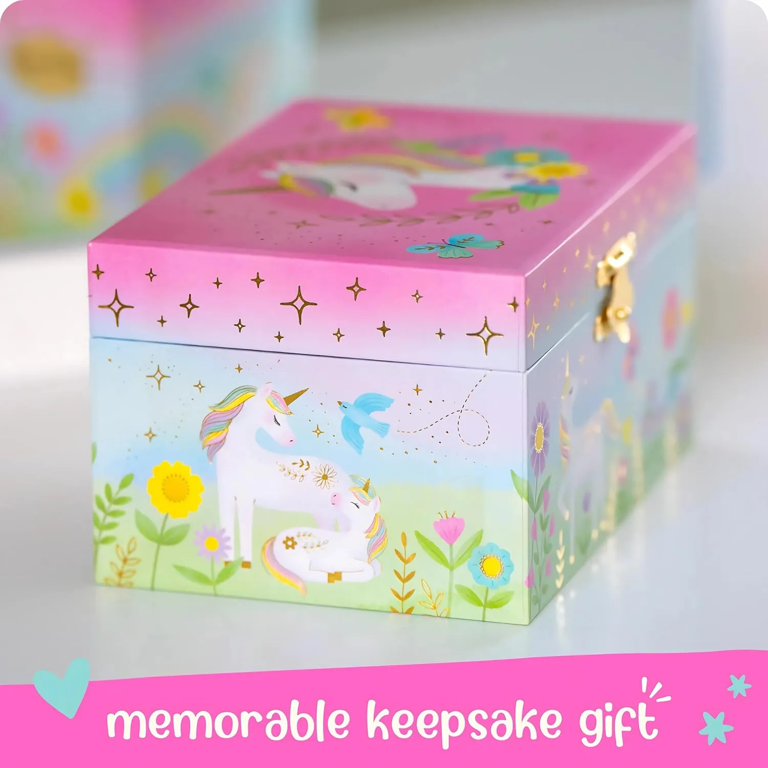 Giggle & Honey Musical Jewelry Box for Girls - Kids Jewelry Box, Unicorn Toys for Girls 4-6, Easter Gifts for Kids, 6 x 4.7 x 3.5 in