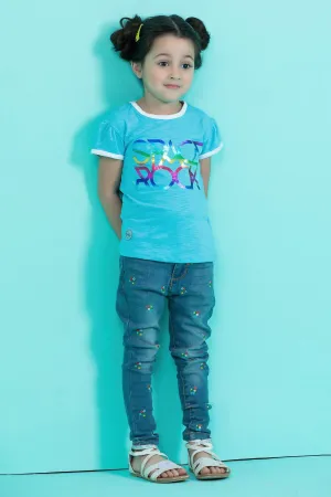 Girls T-Shirt In Turquoise SKU: KGA-0239-TURQUOISE