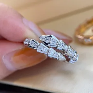 Gixaxak Charm Sterling Silver Gold Snake Shape Ring Opening Adjustable Design Jewelry Handmade Polishing Durable Diamonds Jewelry Dainty Exotic Flavor Features Style Animal Wild Ring Silver