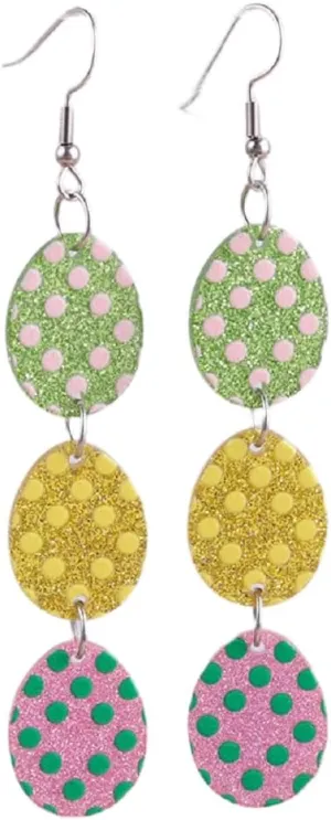 Glittering Easter Earrings for Women Easter Rabbit Earrings Easter Egg Bunny Carrot Sheep Chick Mushroom Dangling Earrings Spring Easter Holiday Party Jewelry