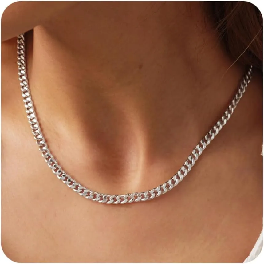 Gold Cuban Chain Necklace for Women,14K Gold Plated Dainty Chunky Necklace Adjustable Cuban Link Chain Choker Necklace for Women Trendy Fashion Jewelry Best Gifts for Birthday Christmas Thanksgiving