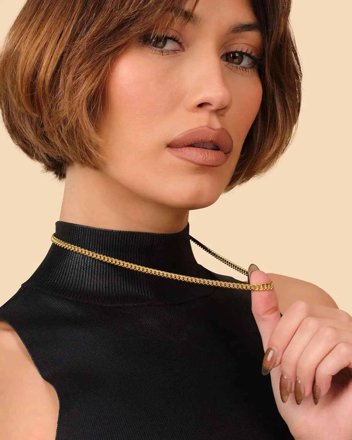 Gold Cuban Chain Necklace for Women,14K Gold Plated Dainty Chunky Necklace Adjustable Cuban Link Chain Choker Necklace for Women Trendy Fashion Jewelry Best Gifts for Birthday Christmas Thanksgiving