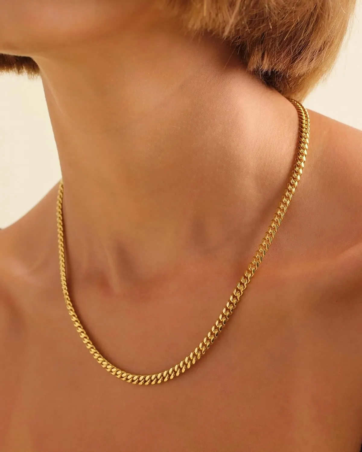 Gold Cuban Chain Necklace for Women,14K Gold Plated Dainty Chunky Necklace Adjustable Cuban Link Chain Choker Necklace for Women Trendy Fashion Jewelry Best Gifts for Birthday Christmas Thanksgiving