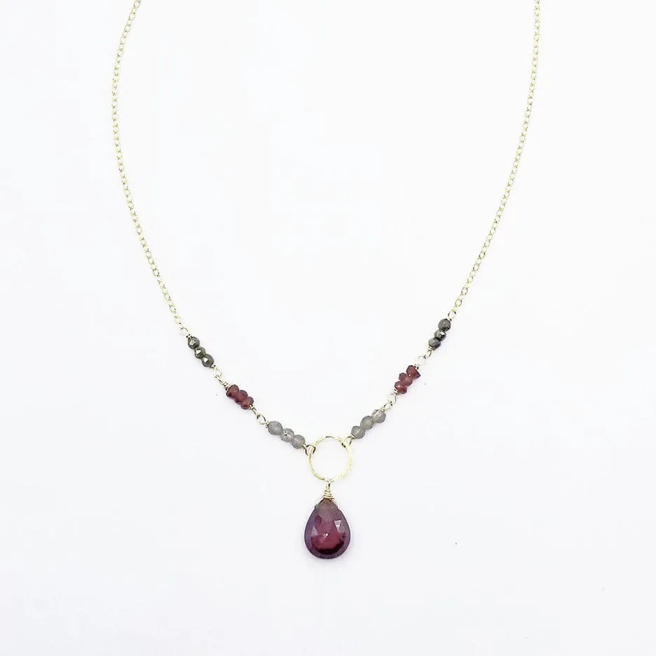 Gold Fill Garnet Drop Necklace