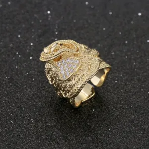 Gold Filled Bonded Saddle Ring with Stones Size T Adjustable