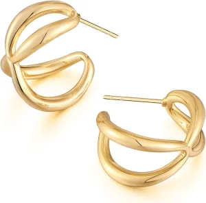 Gold Half Hoop Earrings for Women Chunky Polished Huggie Hoop Earrings Statement Vintage Women Jewelry