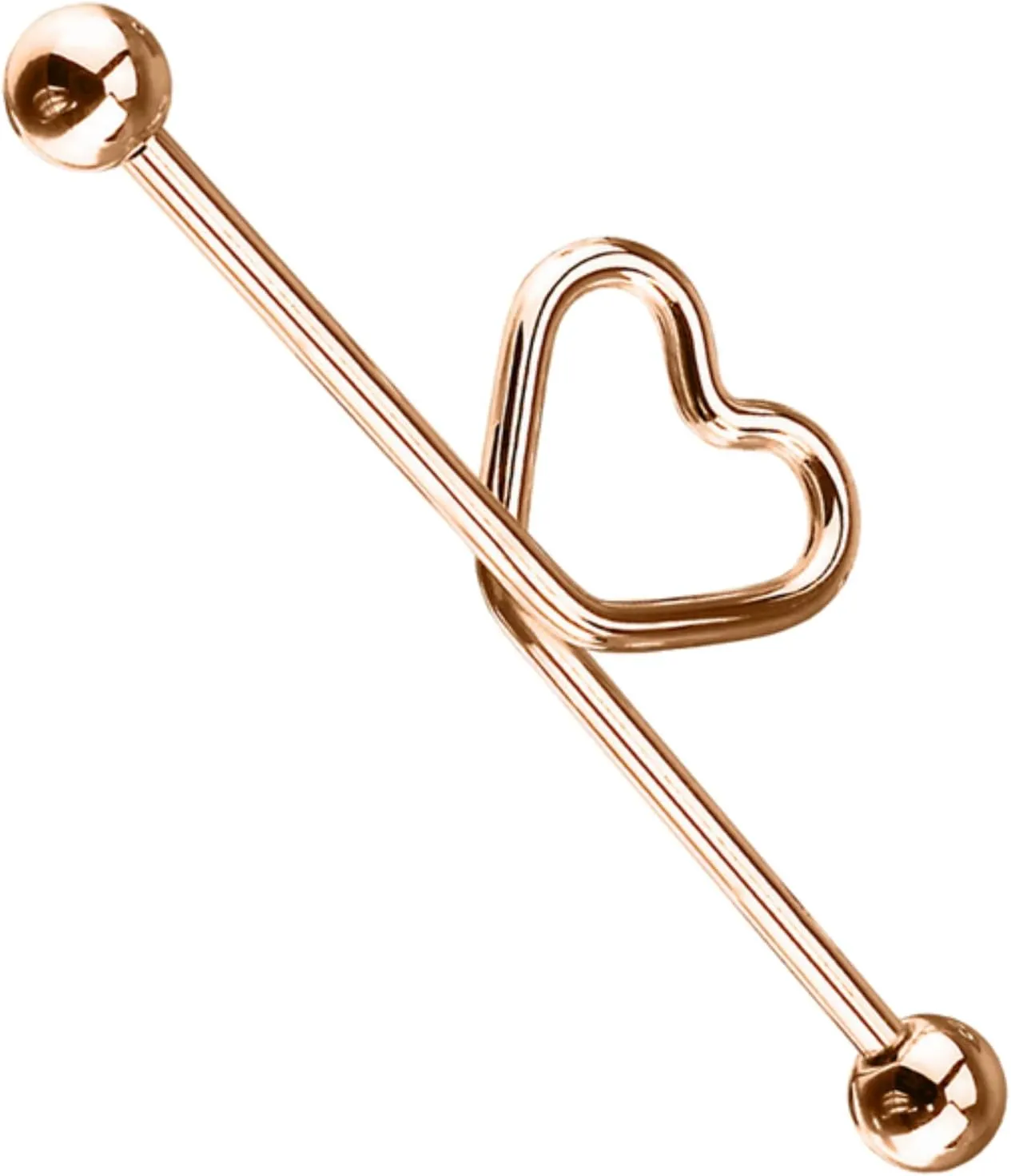 Gold Heart-Shaped Industrial Piercing  Daith, Scaffold, Cartilage Body Jewelry