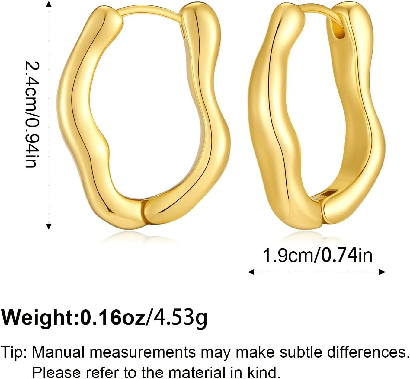 Gold Hoop Earrings for Women Chunky Minimalist Geometric Huggie Hoop Earrings Dainty Thick Y2K Preppy Earrings