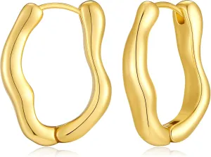 Gold Hoop Earrings for Women Chunky Minimalist Geometric Huggie Hoop Earrings Dainty Thick Y2K Preppy Earrings