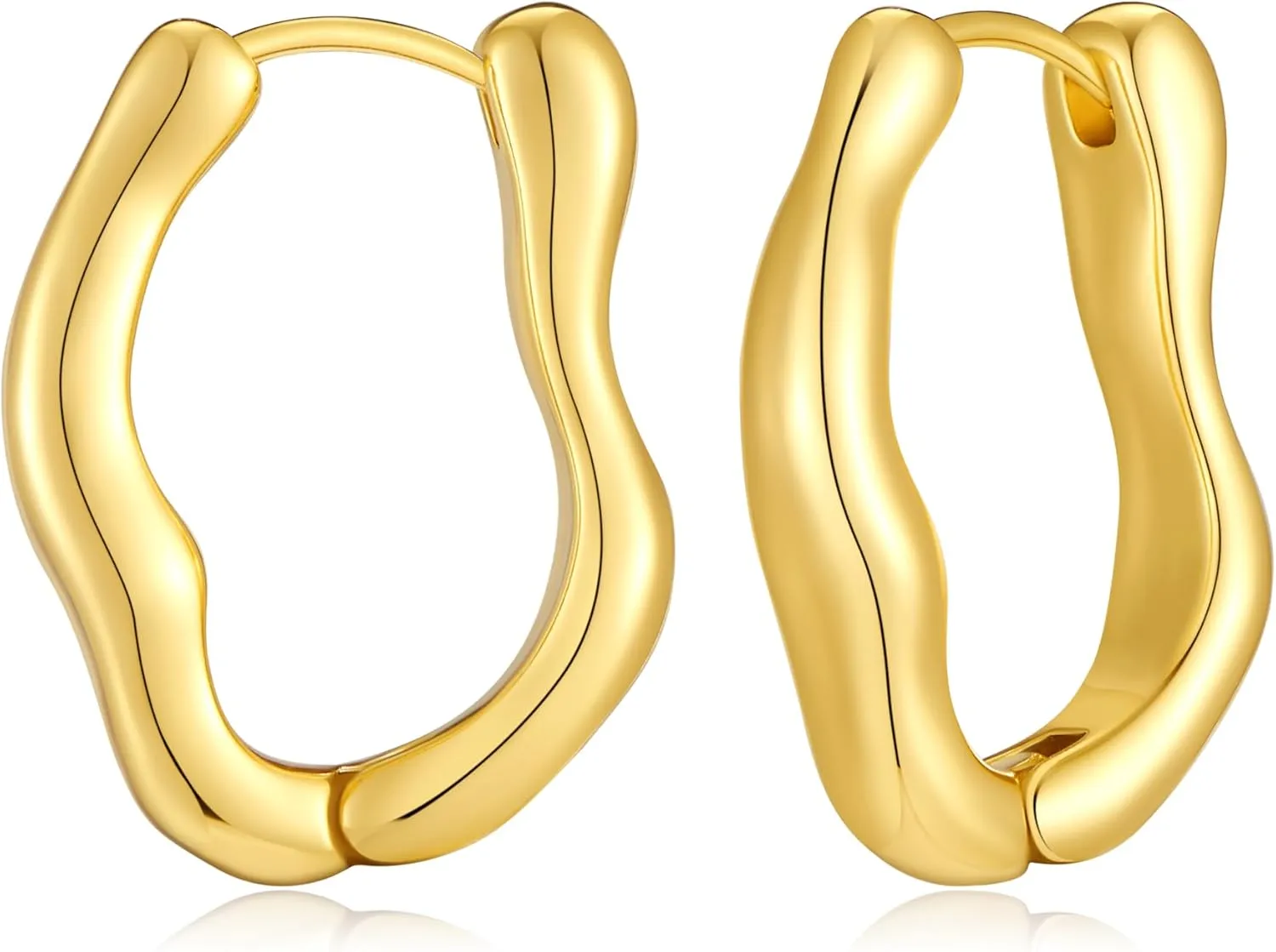 Gold Hoop Earrings for Women Chunky Minimalist Geometric Huggie Hoop Earrings Dainty Thick Y2K Preppy Earrings