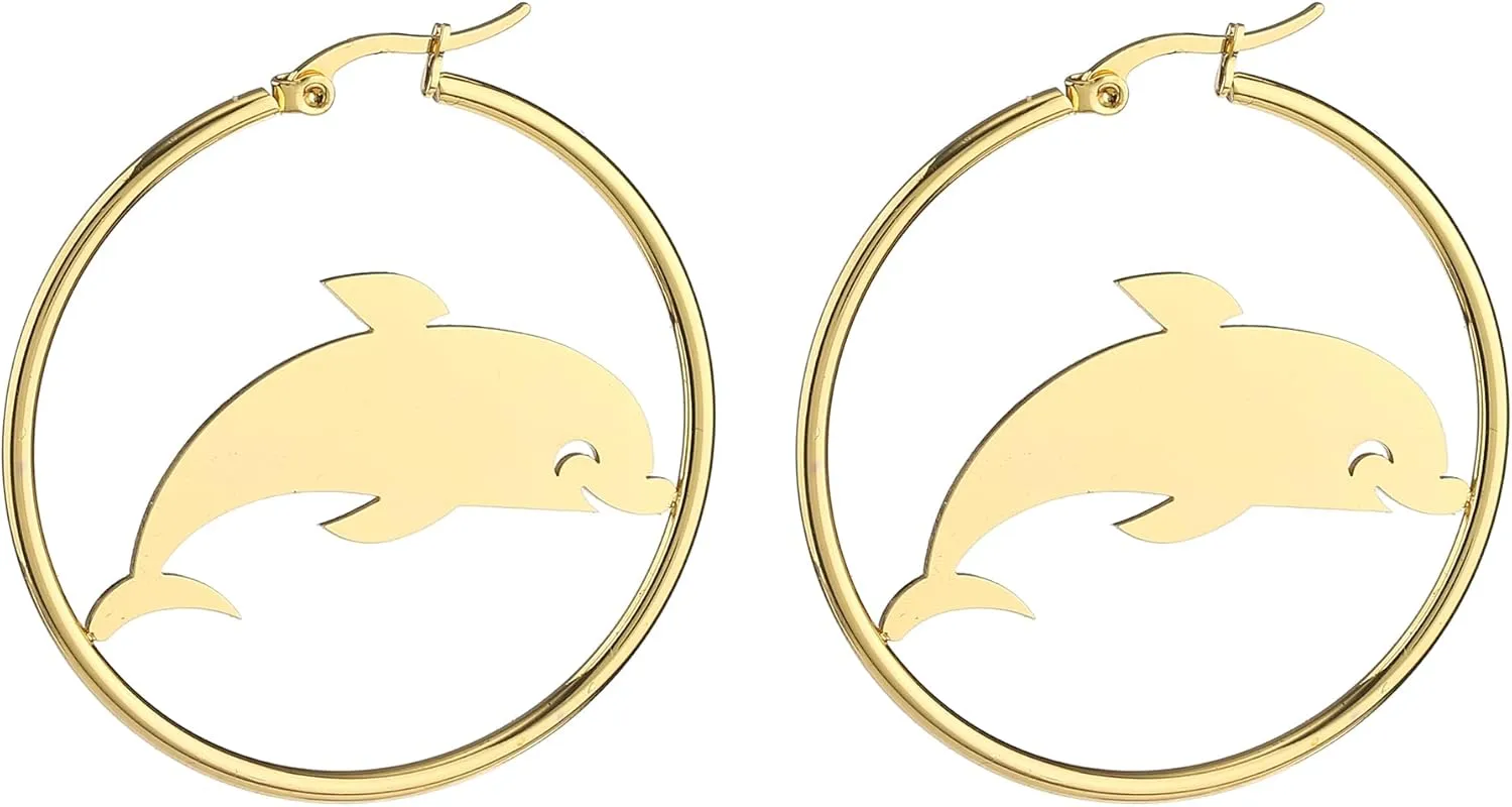 Gold Hoop Earrings for Women - Hypoallergenic 14K Gold Plated Thin Large Hoops Stainless Steel Earrings for Women Trendy Jewelry Lightweight for Sensitive Ears Nickel Free Dangle Hoops Cute