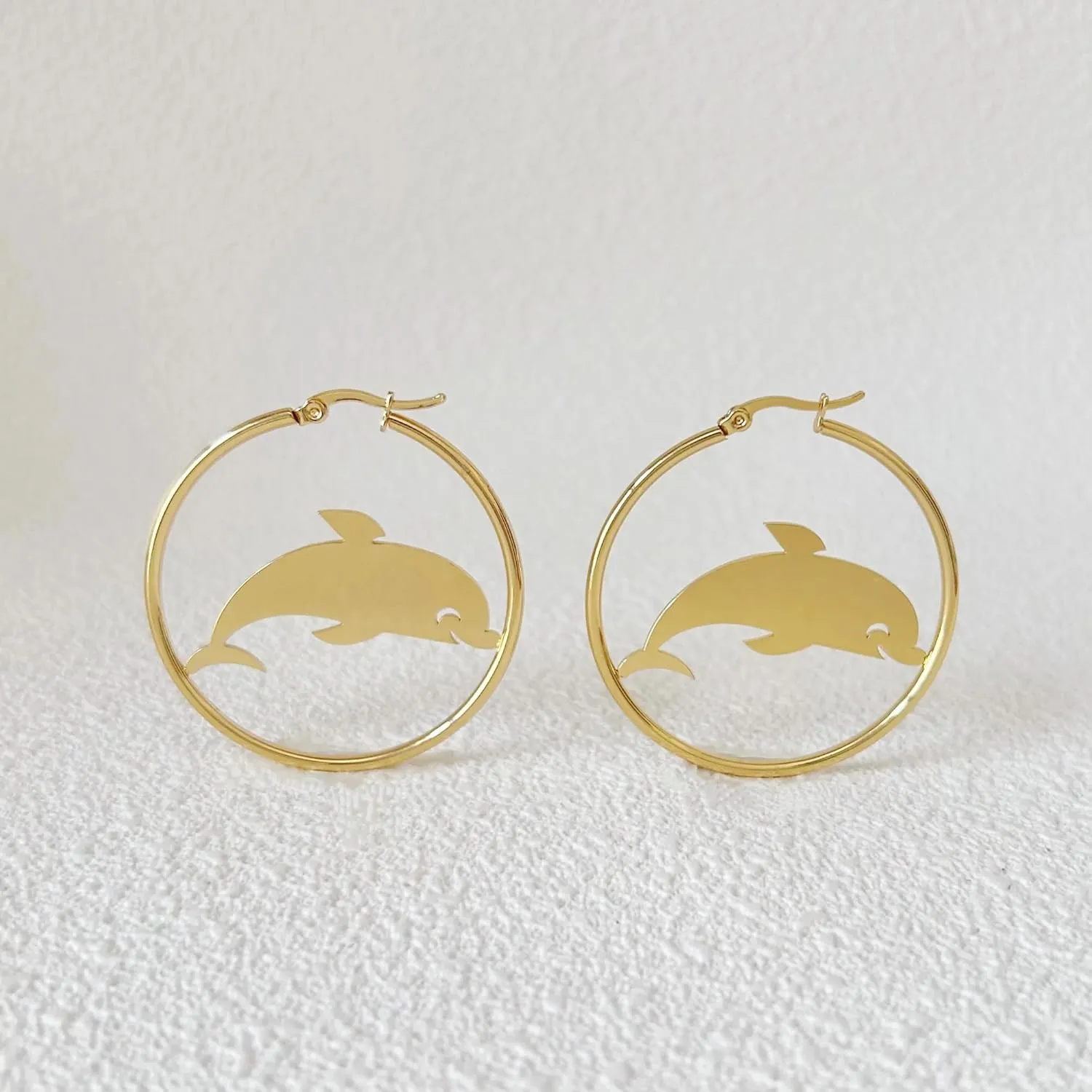 Gold Hoop Earrings for Women - Hypoallergenic 14K Gold Plated Thin Large Hoops Stainless Steel Earrings for Women Trendy Jewelry Lightweight for Sensitive Ears Nickel Free Dangle Hoops Cute