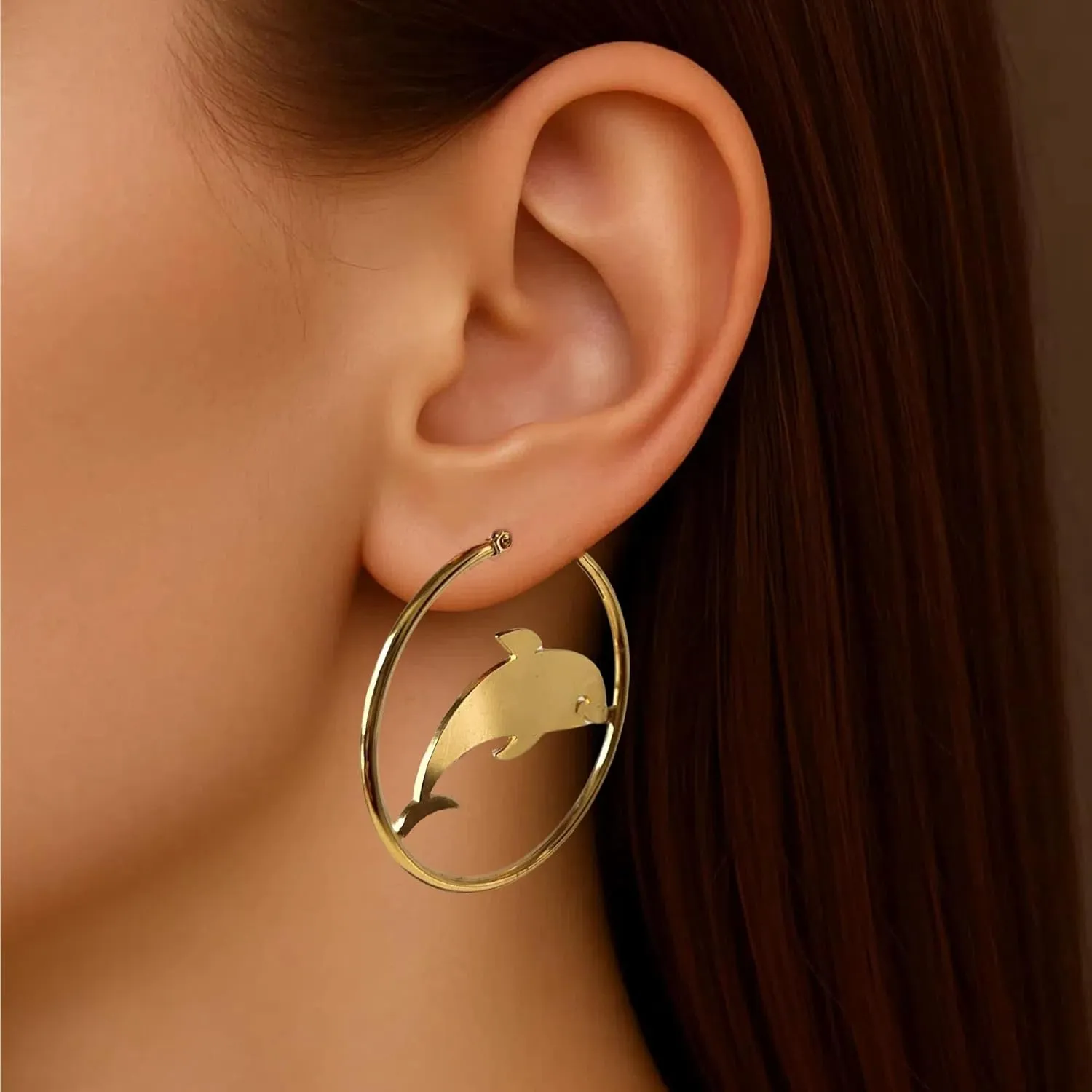 Gold Hoop Earrings for Women - Hypoallergenic 14K Gold Plated Thin Large Hoops Stainless Steel Earrings for Women Trendy Jewelry Lightweight for Sensitive Ears Nickel Free Dangle Hoops Cute