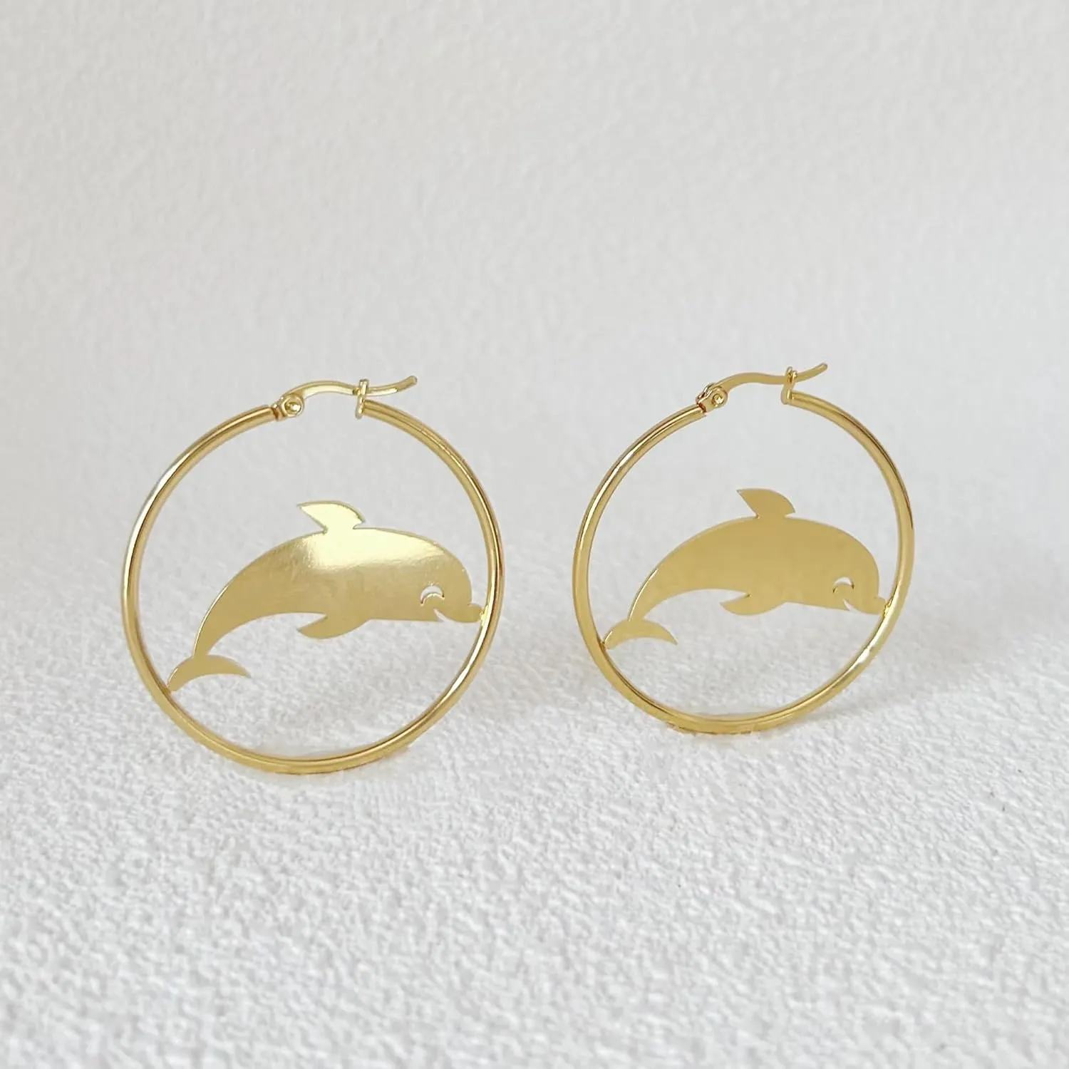 Gold Hoop Earrings for Women - Hypoallergenic 14K Gold Plated Thin Large Hoops Stainless Steel Earrings for Women Trendy Jewelry Lightweight for Sensitive Ears Nickel Free Dangle Hoops Cute